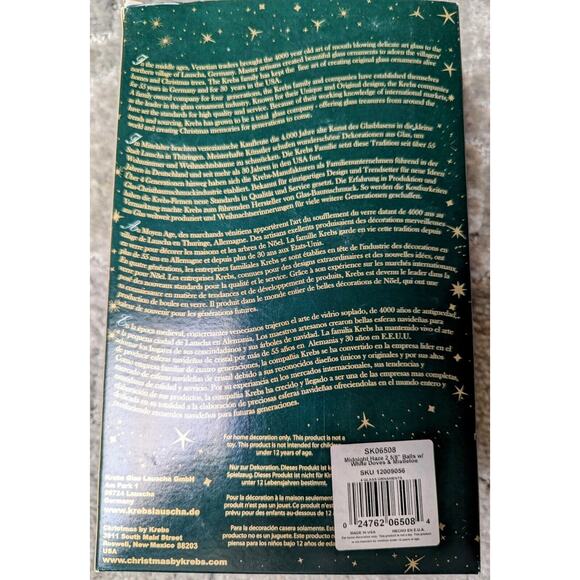 Krebs Elegant Glass Christmas Ornaments MIDNIGHT HAZE 2 5/8" BALLS white doves - Picture 5 of 6